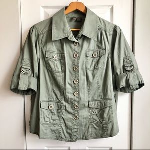 Olive Green Pocket Utility Work Shirt 🖤 Sere Nade